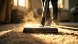 professional cleaner removing dust and pollen buildup from Maryland home